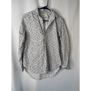 Frank & Eileen Womens Button-Up Shirt Black Heart Print 100% Cotton Size Small